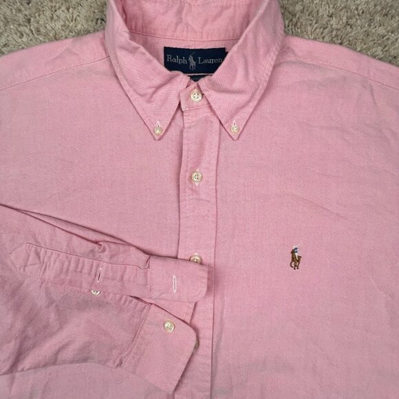 RALPH LAUREN YARMOUTH Men's Shirt Long Sleeve Solid Pink 16.5 34 Cotton - Picture 1 of 7